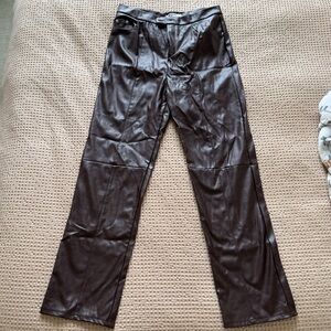 Faux Brown Leather Women's Pants (Long)